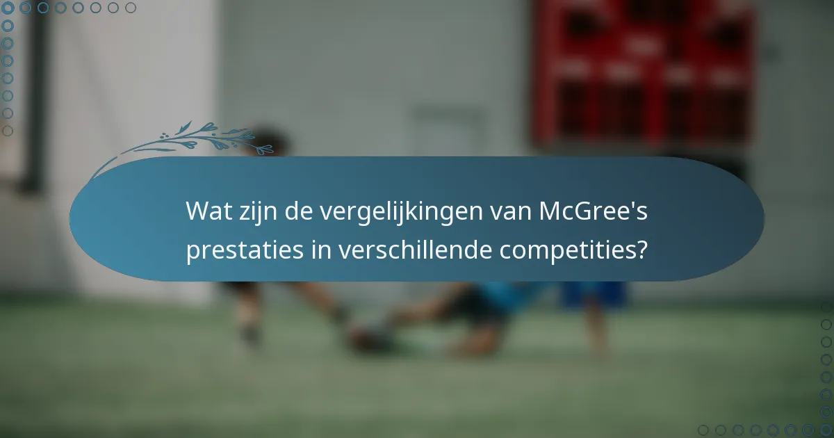 Wat zijn de vergelijkingen van McGree's prestaties in verschillende competities?